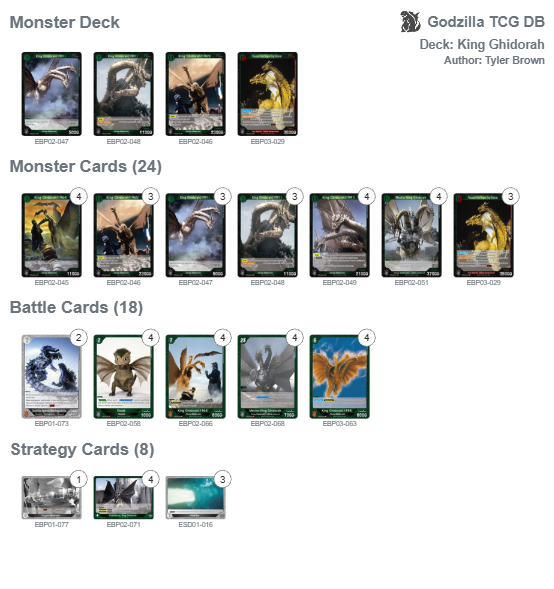 Godzilla Card Game Database - King Ghidorah by Tyler Brown
